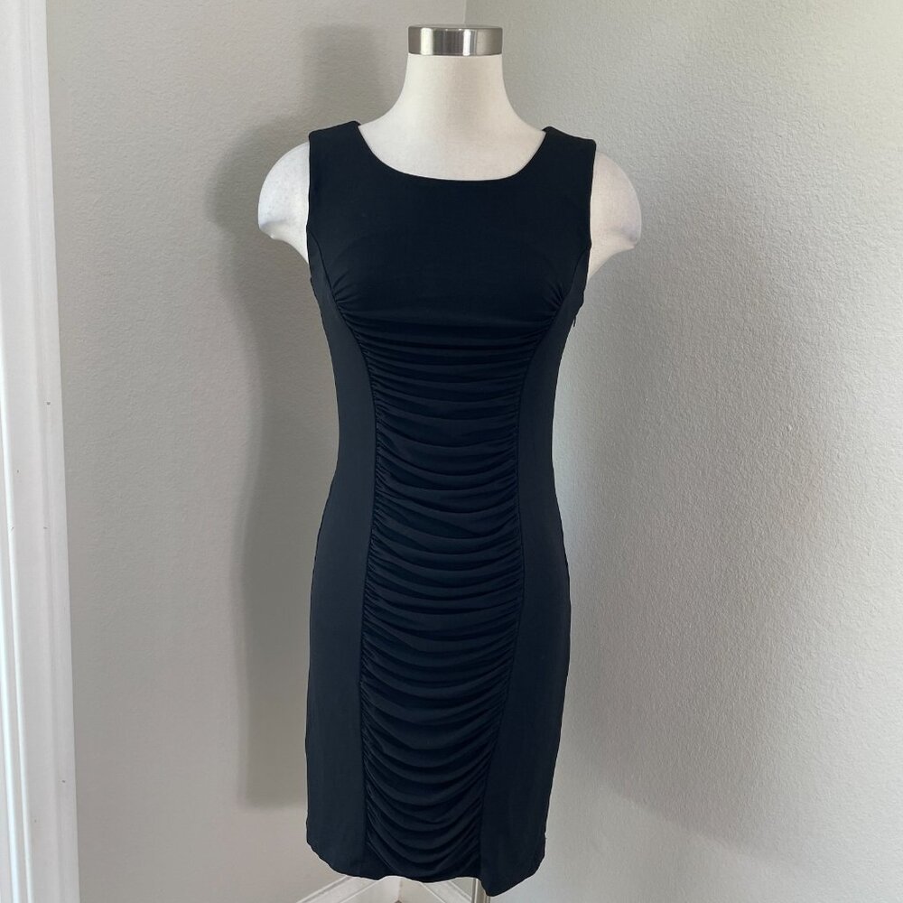 Calvin Klein Womens Size 4 Black Ruched Stretch Dress Sleeveless‎